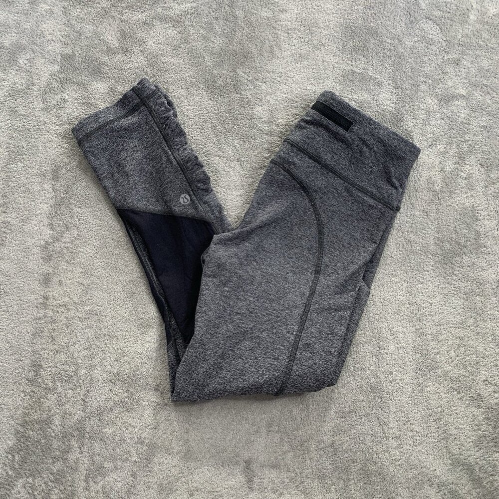 Lululemon Pace Rival Leggings Womens 4 Gray Mid-Rise Crop Workout Athleisure Gym